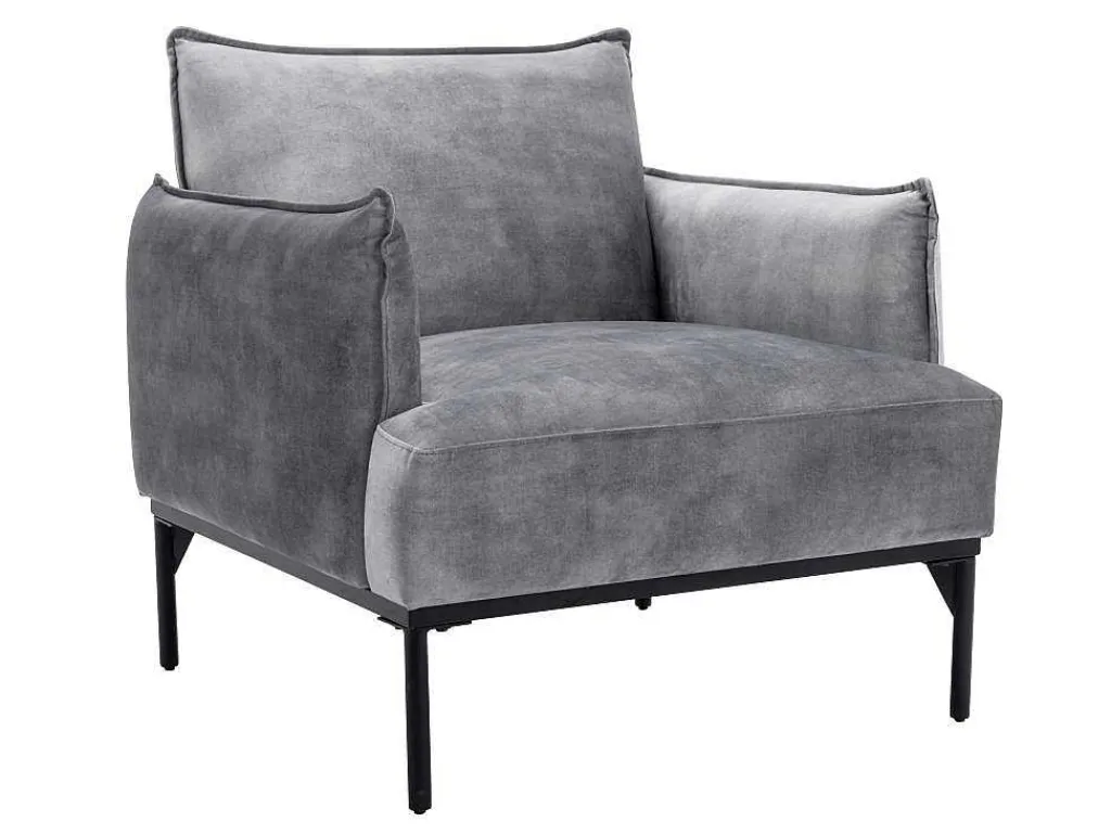 Fauteuil Grijs Fluweel Joel-Vente-unique New