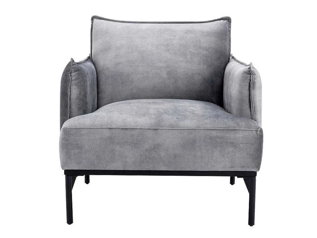 Fauteuil Grijs Fluweel Joel-Vente-unique New