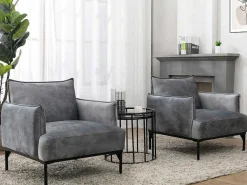 Fauteuil Grijs Fluweel Joel-Vente-unique New