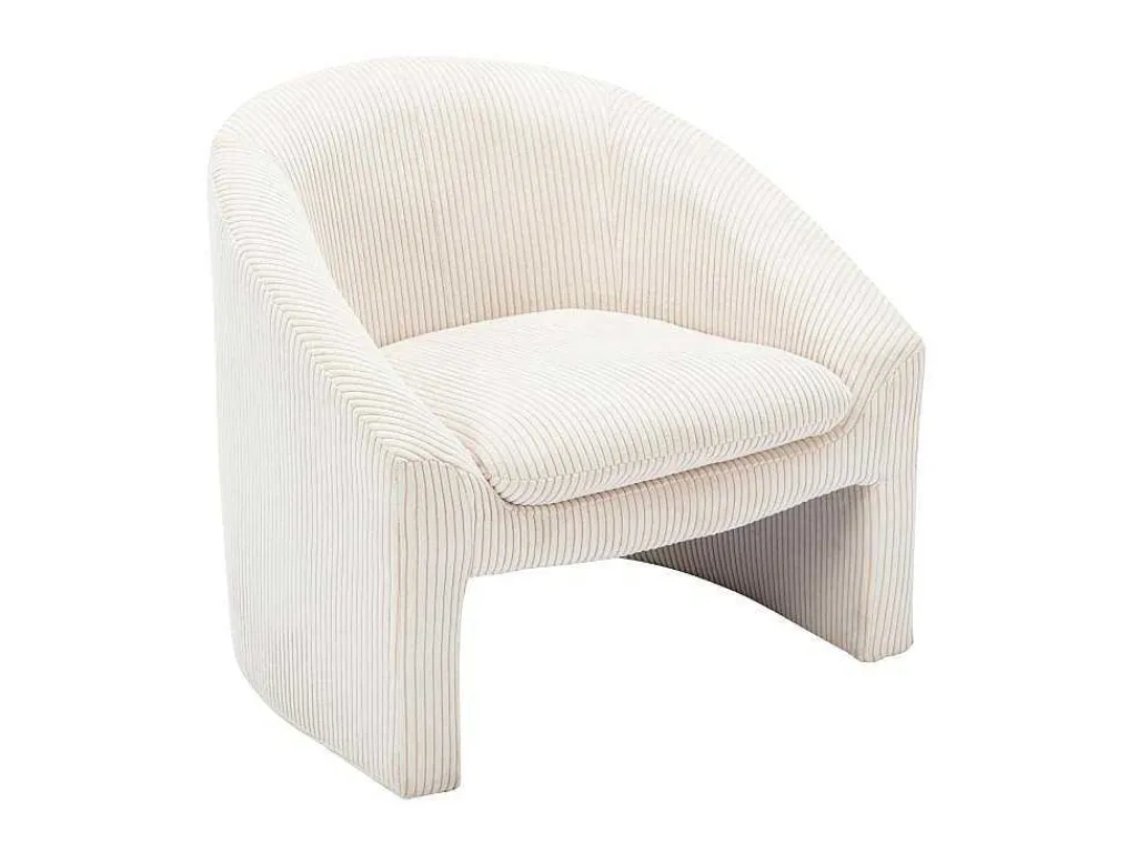Fauteuil In Gebroken Wit Ribfluweel Ossana-Vente-unique Clearance