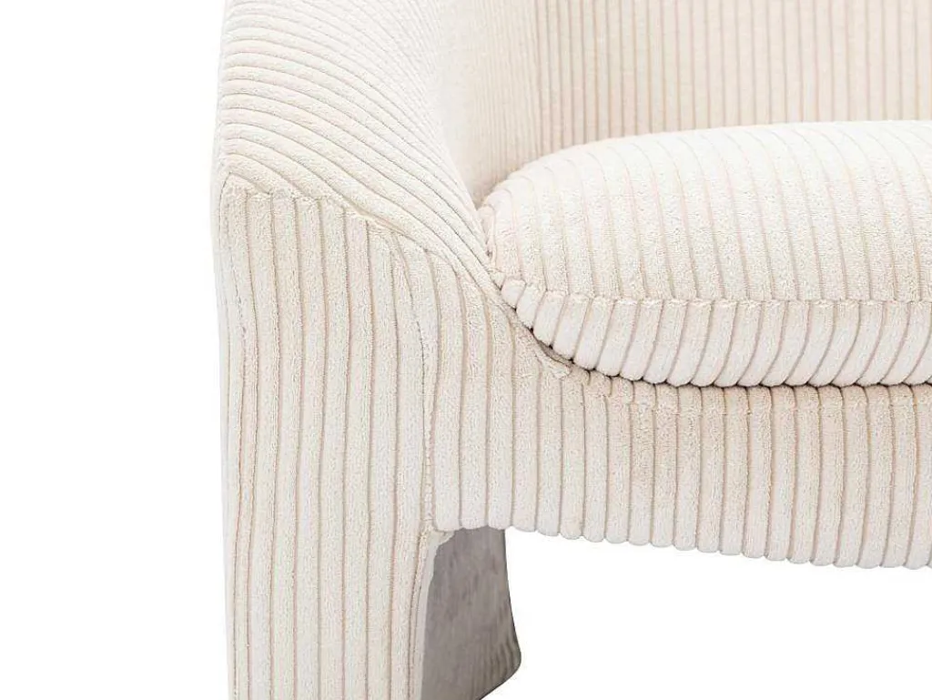 Fauteuil In Gebroken Wit Ribfluweel Ossana-Vente-unique Clearance
