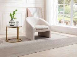 Fauteuil In Gebroken Wit Ribfluweel Ossana-Vente-unique Clearance