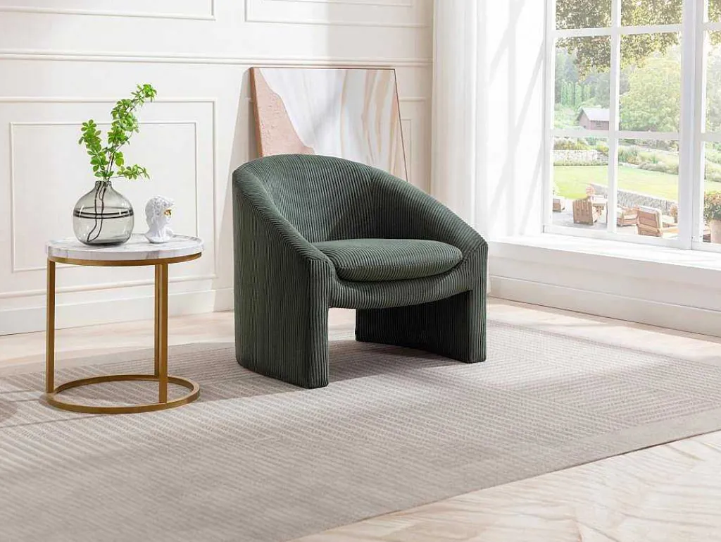 Fauteuil In Groen Ribfluweel Ossana-Vente-unique Online
