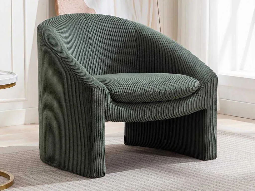 Fauteuil In Groen Ribfluweel Ossana-Vente-unique Online