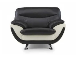 Fauteuil Indice Van Kunstleer - Tweekleurig Zwart En Wit-Vente-unique