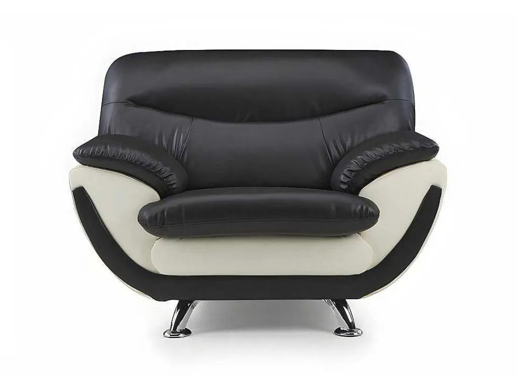 Fauteuil Indice Van Kunstleer - Tweekleurig Zwart En Wit-Vente-unique
