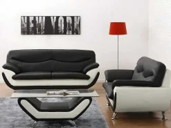 Fauteuil Indice Van Kunstleer - Tweekleurig Zwart En Wit-Vente-unique