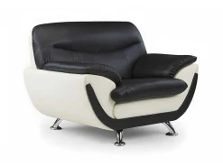 Fauteuil Indice Van Kunstleer - Tweekleurig Zwart En Wit-Vente-unique