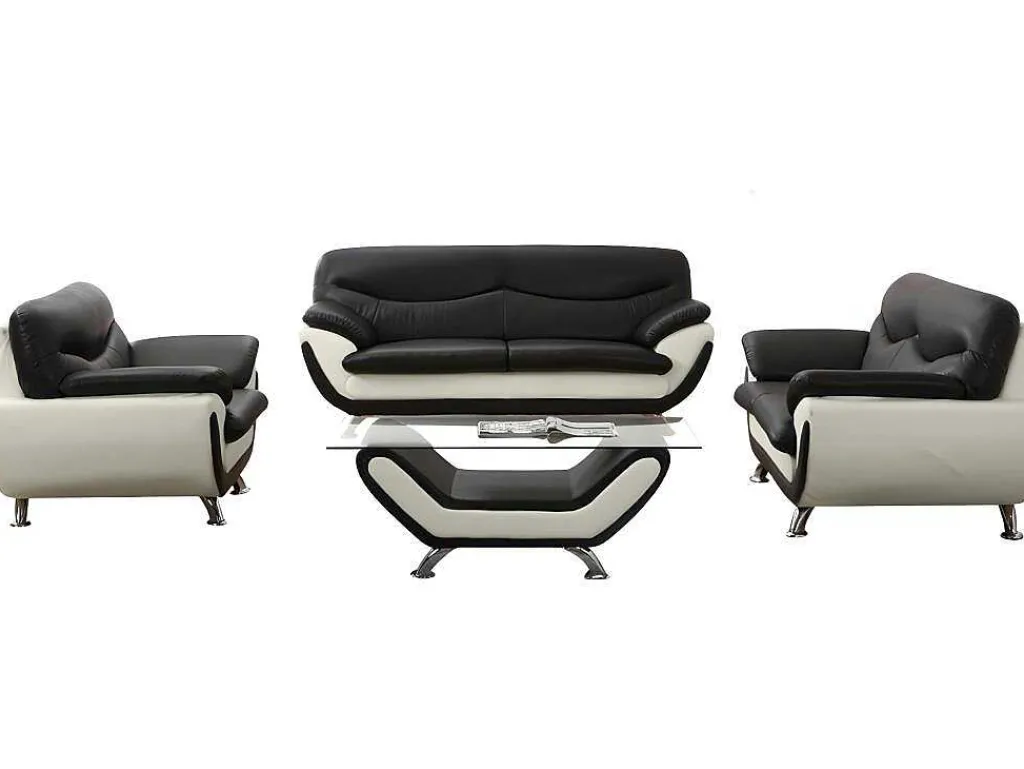 Fauteuil Indice Van Kunstleer - Tweekleurig Zwart En Wit-Vente-unique