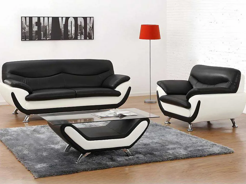 Fauteuil Indice Van Kunstleer - Tweekleurig Zwart En Wit-Vente-unique