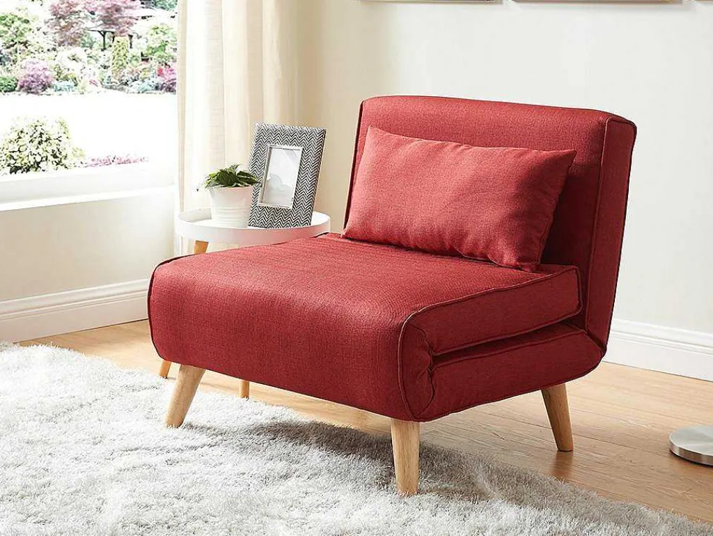 Fauteuil Met Bed Optie Posio Van Stof - Rood-Vente-unique Sale