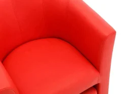 Fauteuil Met Holle Rugleuning En Poef In Rood Kunstleer Jovana-Vente-unique