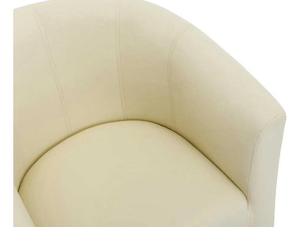 Fauteuil Met Holle Rugleuning En Poef In Beige Kunstleer Jovana-Vente-unique Hot