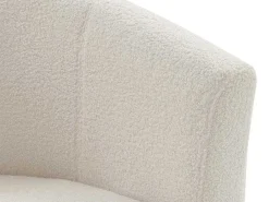 Fauteuil Met Holle Rugleuning En Poef In Witte Bouclestof Jovana-Vente-unique Hot