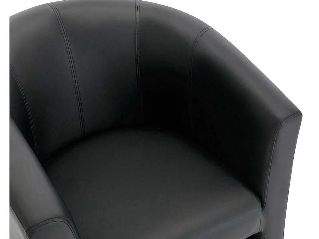 Fauteuil Met Holle Rugleuning En Poef In Zwart Kunstleer Jovana-Vente-unique Online