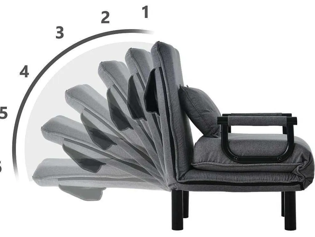 Fauteuil Met Kussen En Verstelbare Rugleuning - Om Te Bouwen Tot Fauteuil - Linnen Stof - Grijs-ModernLuxe Sale