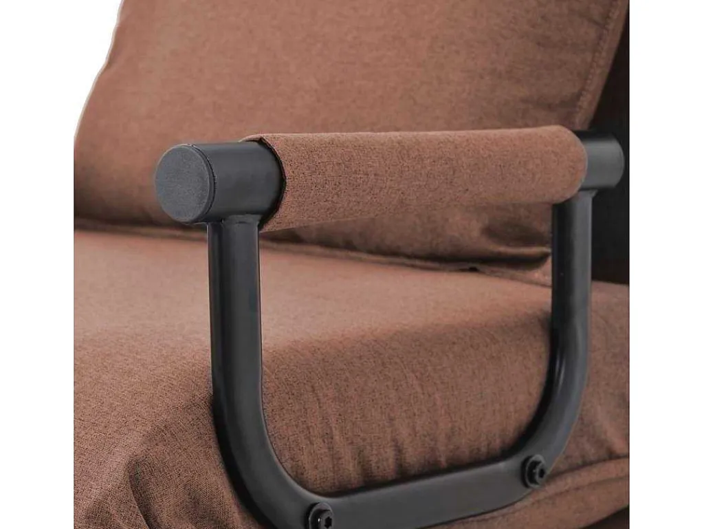 Fauteuil Met Kussen En Verstelbare Rugleuning - Om Te Bouwen Tot Fauteuil - Linnen Stof - Bruin-ModernLuxe New