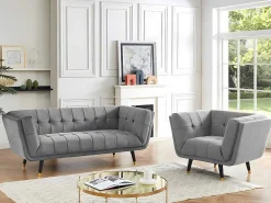 Fauteuil Samantha Ii Van Fluweel - Grijs-Vente-unique