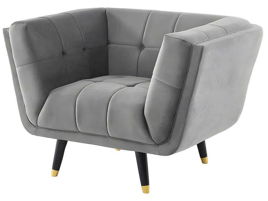 Fauteuil Samantha Ii Van Fluweel - Grijs-Vente-unique