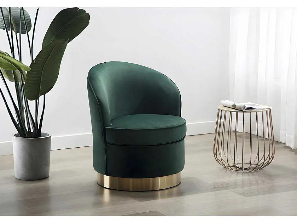 Fauteuil Sanela Van Fluweel - Spargroen-Vente-unique Clearance