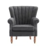 Fauteuil Van Antracietkleurige Stof Met Klinknagels Batoumi-Vente-unique Hot
