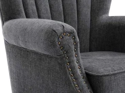 Fauteuil Van Antracietkleurige Stof Met Klinknagels Batoumi-Vente-unique Hot