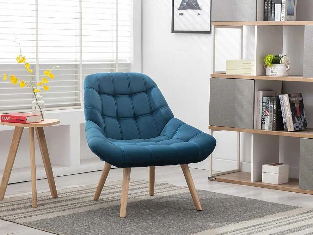 Fauteuil Van Blauwgroen Fluweel - Luosto-Vente-unique