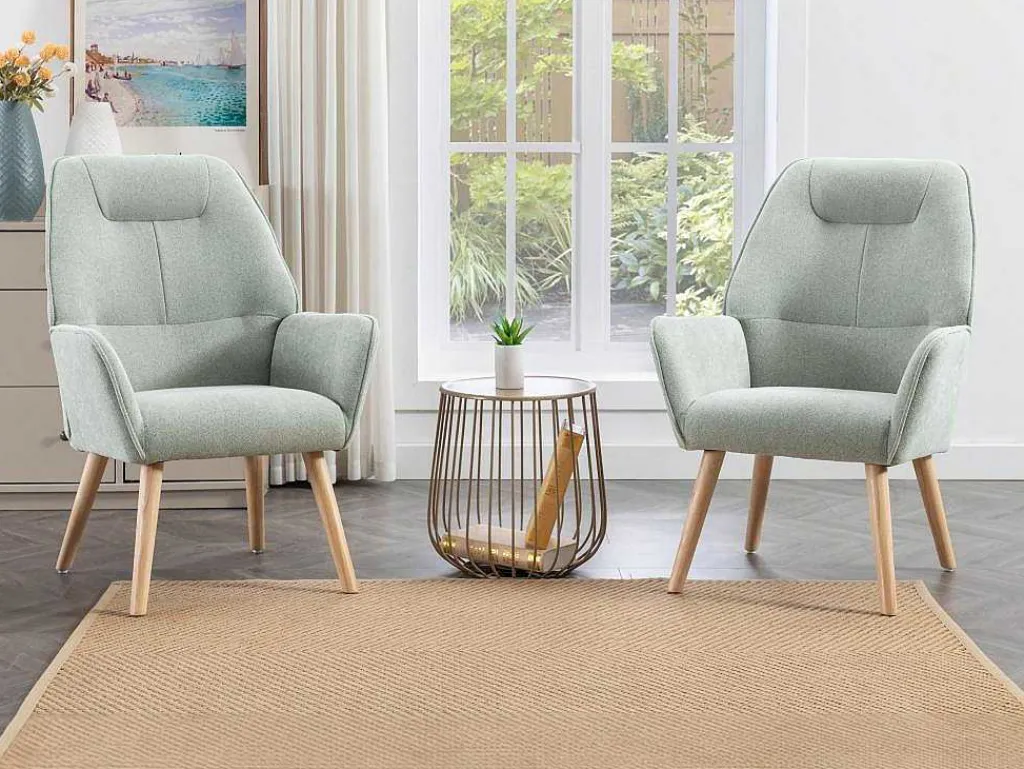 Fauteuil Van Blauwgroene Stof Osimo-Vente-unique Outlet