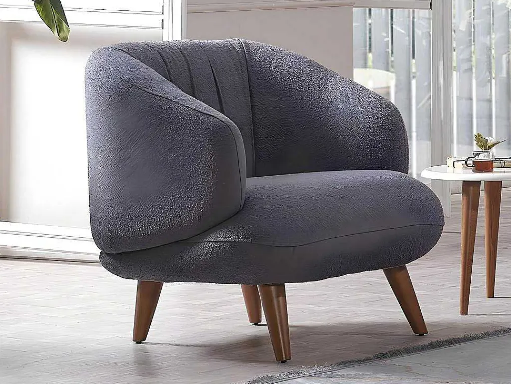 Fauteuil Van Boucle Stof - Antraciet - Janina-PASCAL MORABITO Outlet