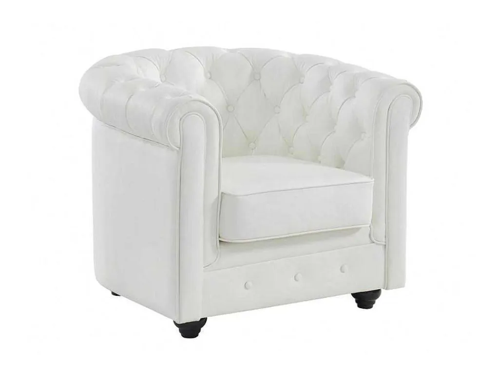 Fauteuil Van Buffelleer Chesterfield - Wit-Vente-unique Clearance