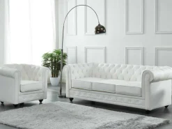 Fauteuil Van Buffelleer Chesterfield - Wit-Vente-unique Clearance