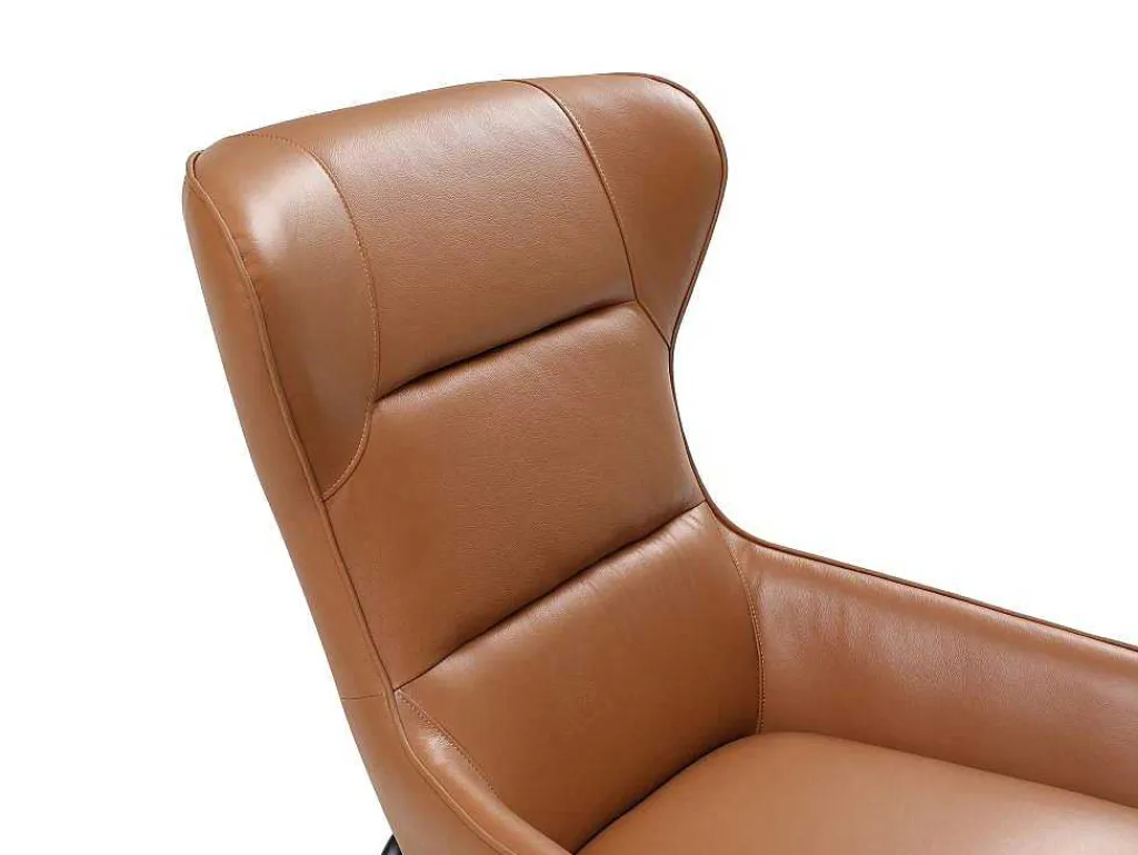 Fauteuil Van Camelkleurig Buffelleder Dinnia-LINEA SOFA Clearance