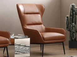 Fauteuil Van Camelkleurig Buffelleder Dinnia-LINEA SOFA Clearance
