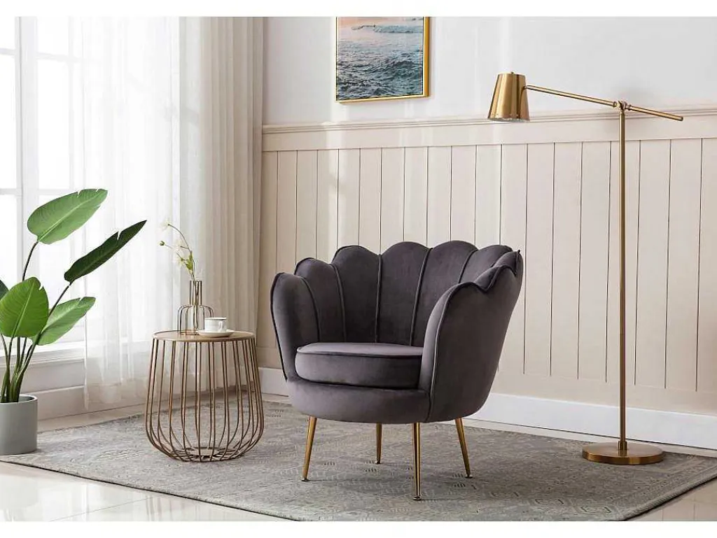 Fauteuil Van Fluweel Dandelion - Antraciet - Van-PASCAL MORABITO Online