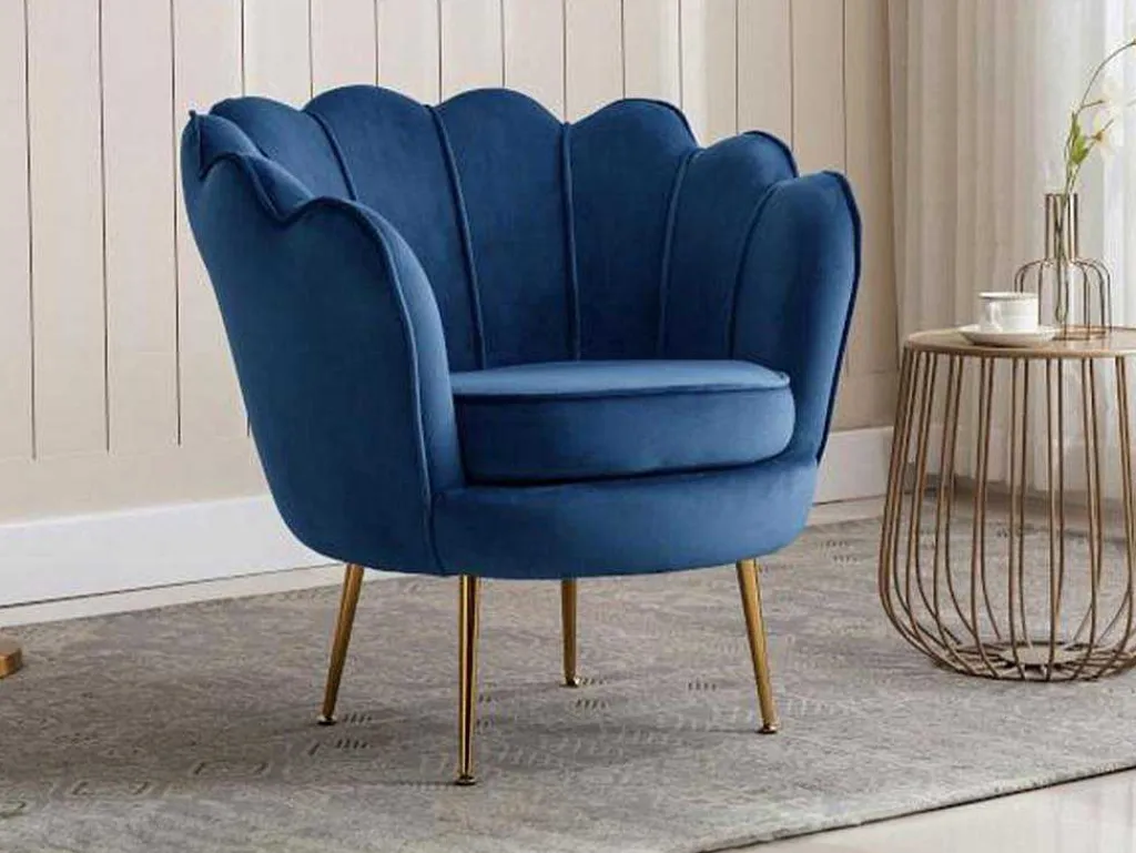 Fauteuil Van Fluweel Dandelion - Donkerblauw - Van-PASCAL MORABITO Outlet
