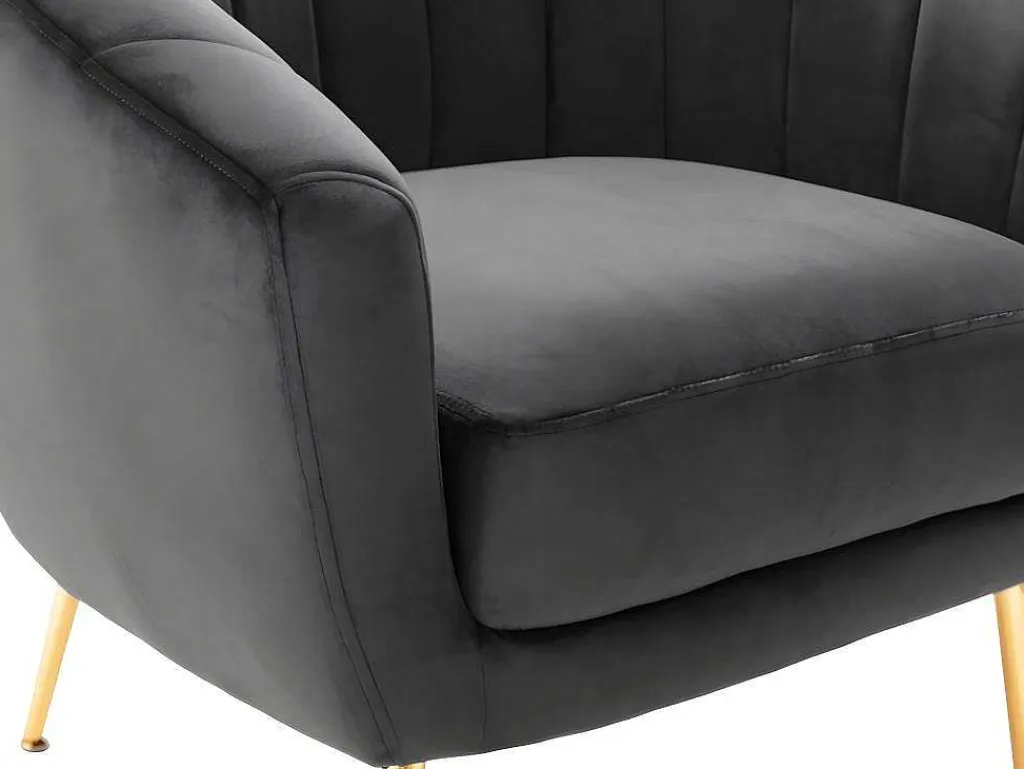 Fauteuil Van Fluweel Pablito - Antraciet-Vente-unique Online
