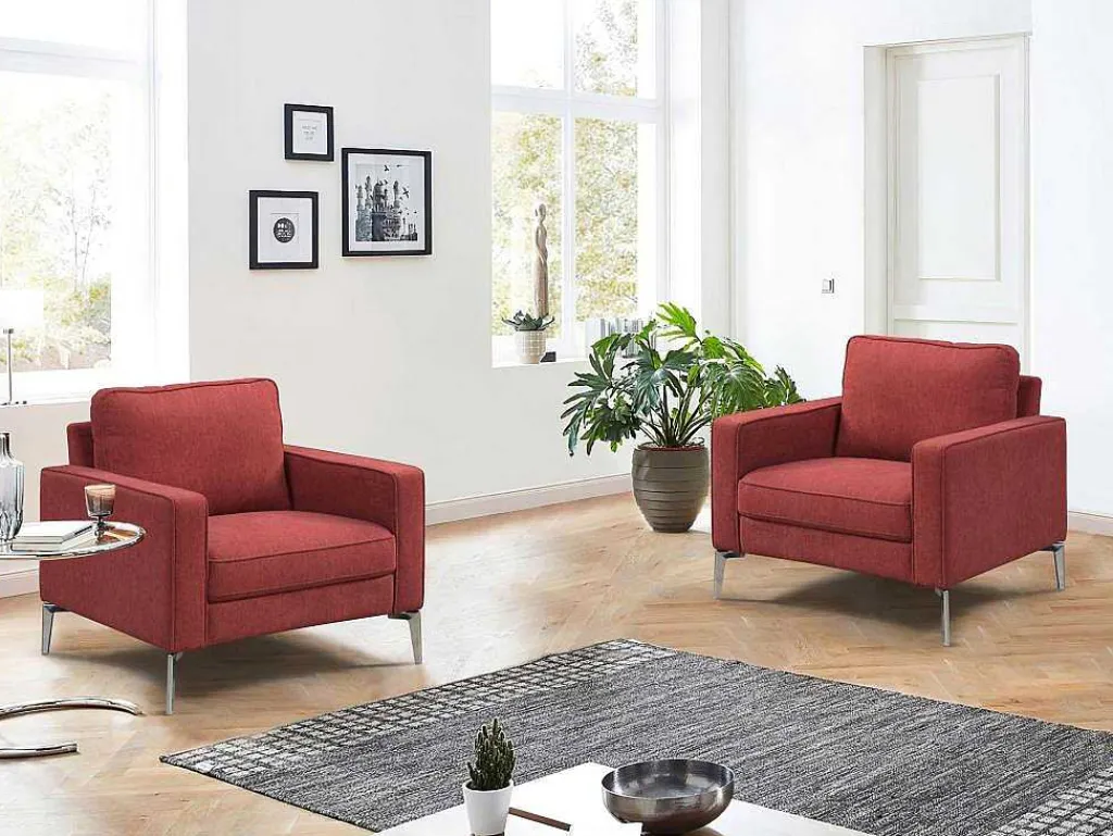 Fauteuil Van Rode Stof Tibori-Vente-unique Online