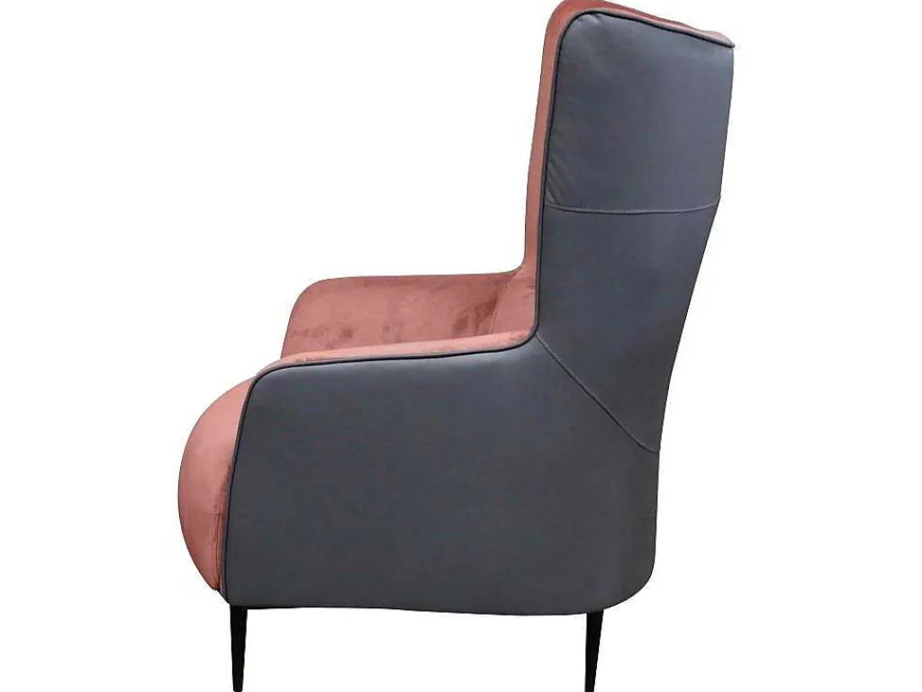 Fauteuil Van Roze Fluweel En Antraciet Structuur Mendocino-Vente-unique Outlet