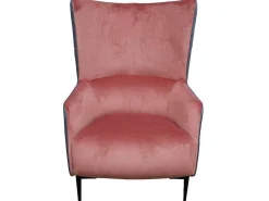 Fauteuil Van Roze Fluweel En Antraciet Structuur Mendocino-Vente-unique Outlet