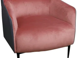 Fauteuil Van Roze Fluweel En Antraciet Structuur Mendocino-Vente-unique Outlet
