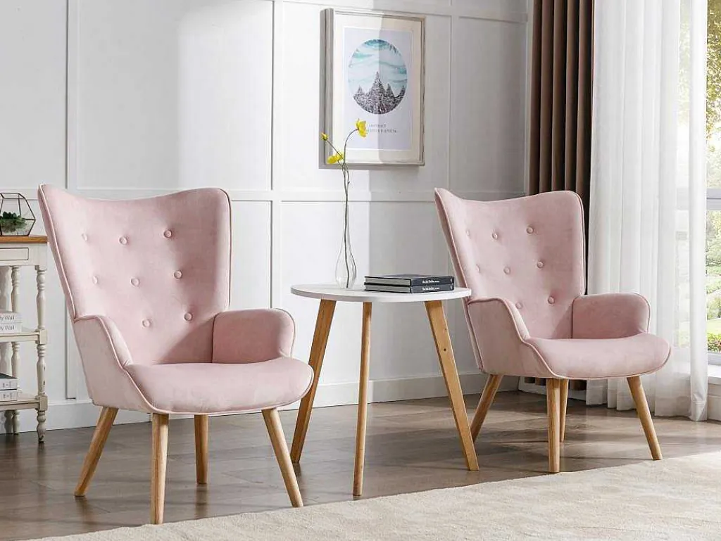 Fauteuil Van Roze Velours Vately-Vente-unique Discount