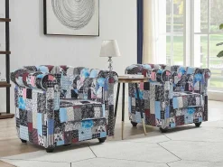 Fauteuil Van Stof Met Patchwork-Motief Chesterfield-Vente-unique Best