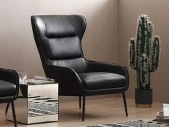 Fauteuil Van Zwart Buffelleder Dinnia-LINEA SOFA Online