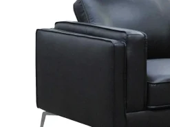 Fauteuil Van Zwart Leer Lecco-Vente-unique Outlet