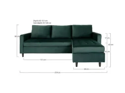 Firenze Chaise Longue Bank Velours, Groen.-House Nordic Clearance