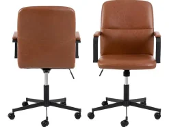 Flaro Kantoorstoel Met Armleuningen Pu Kunstleer Bruin.-Vente-unique Outlet