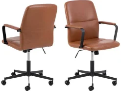 Flaro Kantoorstoel Met Armleuningen Pu Kunstleer Bruin.-Vente-unique Outlet