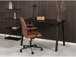 Flaro Kantoorstoel Met Armleuningen Pu Kunstleer Bruin.-Vente-unique Outlet