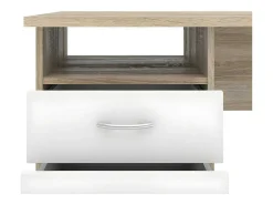 Fula Bureau 3 Lades Eiken Structuur Decor En Wit.-Vente-unique Best