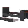 Gamer Bed 2 X 90 X 200 - Met Bureau - Led'S - Antraciet En Rood + Bedbodem - Vouani-Vente-unique Sale